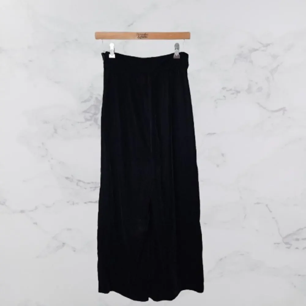 Zara Woman Velvet Velour Black Wide Leg Pants XS